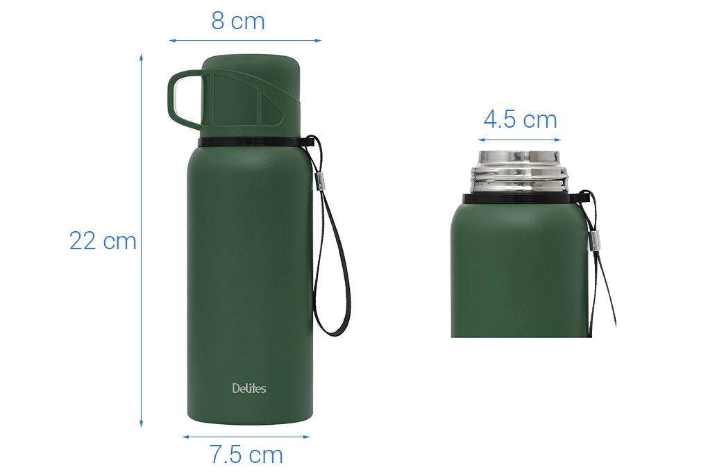 Bình giữ nhiệt Inox 600 ml Delites Z109 Xanh lá Màu Xanh lá