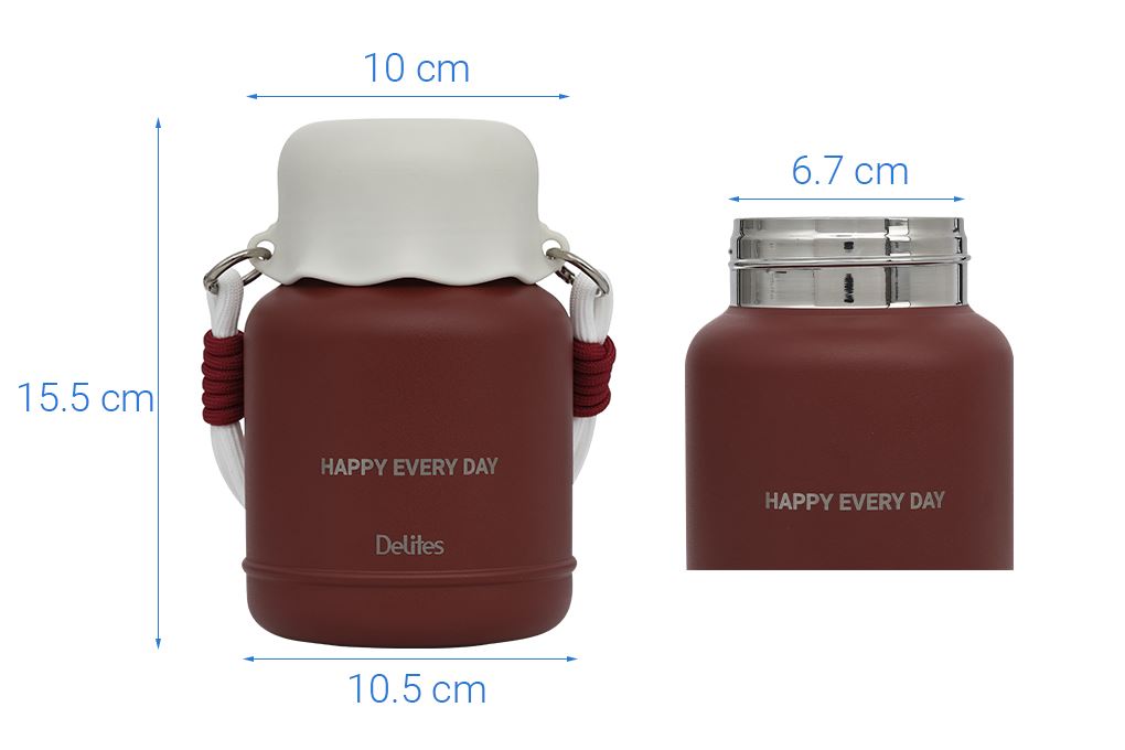 Bình đựng thức ăn giữ nhiệt Inox 680 ml Delites FH680 Đỏ Màu Đỏ