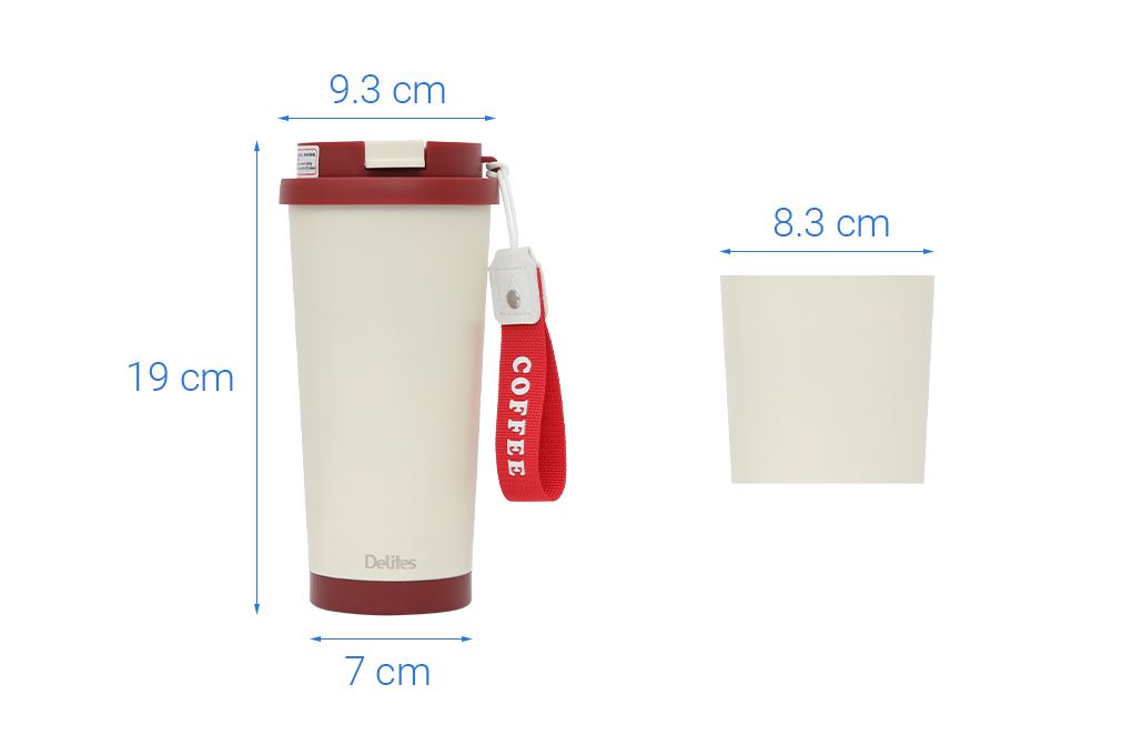 Ly giữ nhiệt inox 500 ml Delites Q105 Trắng Đỏ Màu Trắng