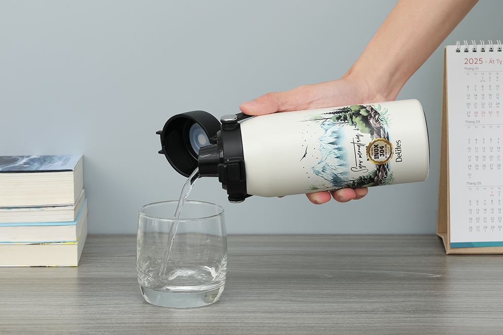 Bình giữ nhiệt Inox 500 ml Delites Y80 Trắng Màu Trắng