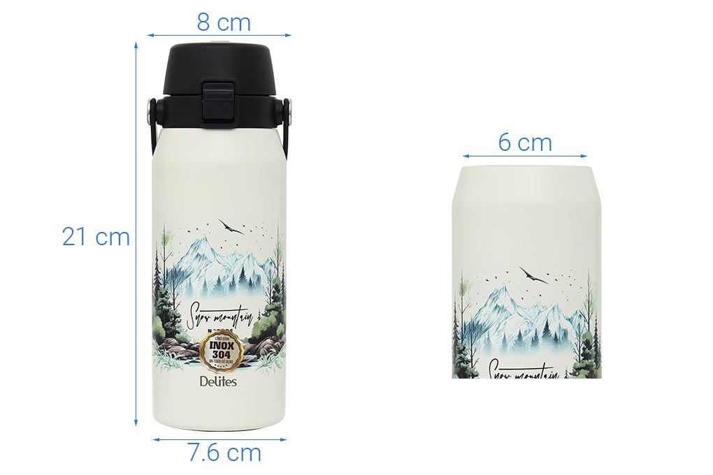 Bình giữ nhiệt Inox 500 ml Delites Y80 Trắng Màu Trắng