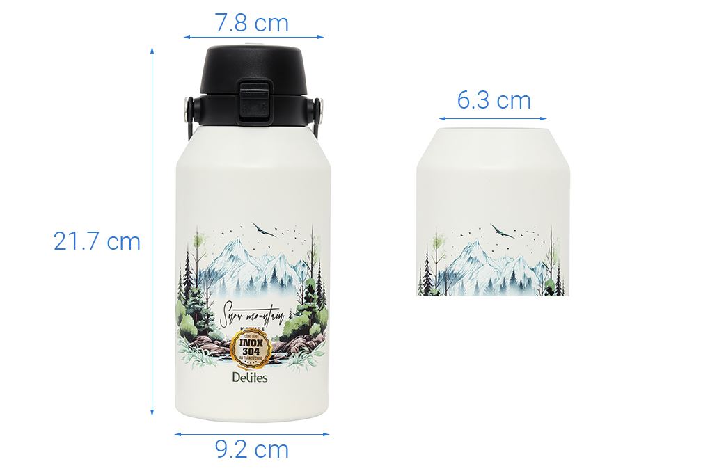 Bình giữ nhiệt Inox 750 ml Delites Y80A Trắng Màu Trắng