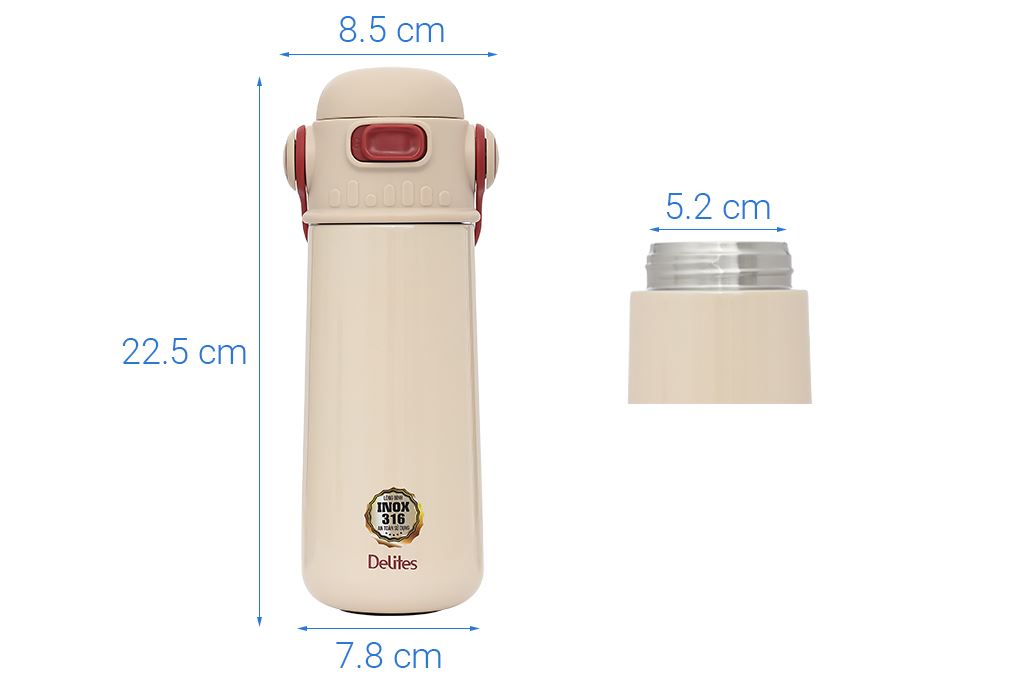 Bình giữ nhiệt Inox 550 ml Delites A209 Nâu - 12