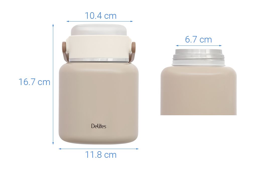 Bình đựng thức ăn giữ nhiệt Inox 800 ml Delites XB-24170 Nâu Màu Nâu