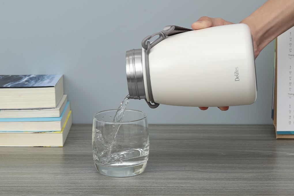 Bình giữ nhiệt Inox 1100 ml Delites DSV-088 Trắng Màu Trắng