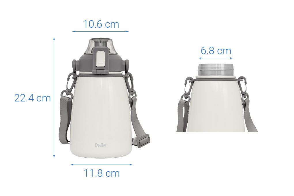 Bình giữ nhiệt Inox 1100 ml Delites DSV-088 Trắng Màu Trắng