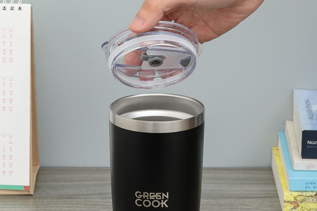 Ly giữ nhiệt inox 590 ml Green Cook GCC25-06 đen Màu Đen