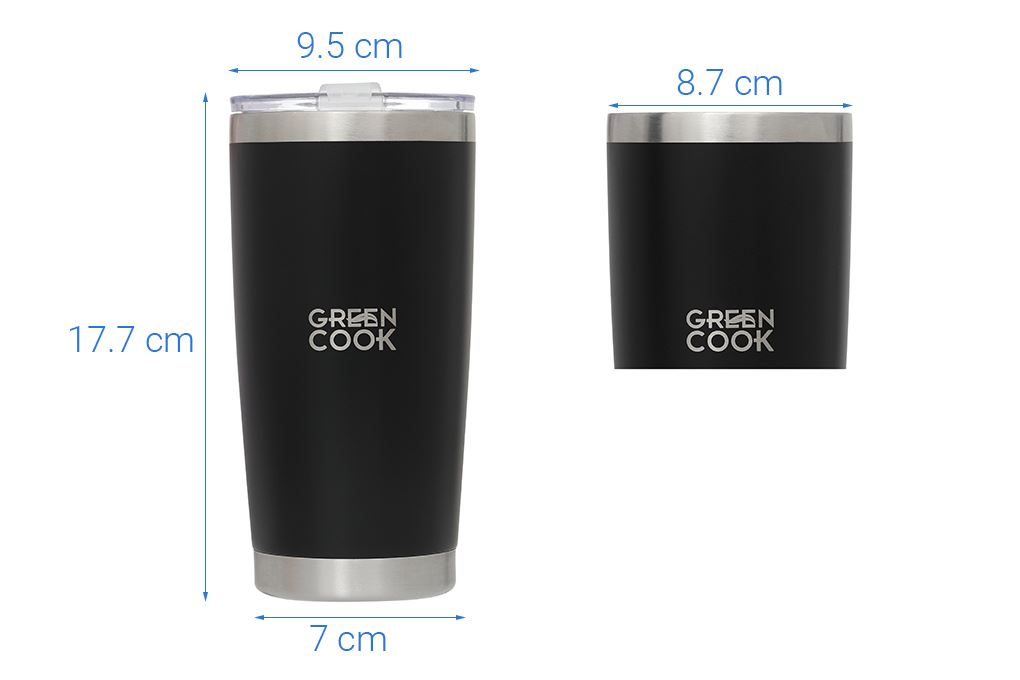 Ly giữ nhiệt inox 590 ml Green Cook GCC25-06 đen Màu Đen