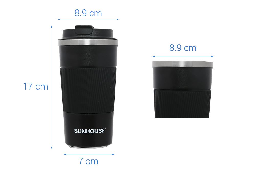 Ly giữ nhiệt inox 500 ml Sunhouse Snappy KS-TU500SB Màu Đen