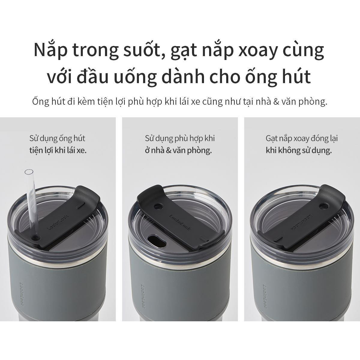 Bình giữ nhiệt inox 650 ml Metro Drive Lock&Lock LHC4277SMIT Màu Xanh Bạc Hà