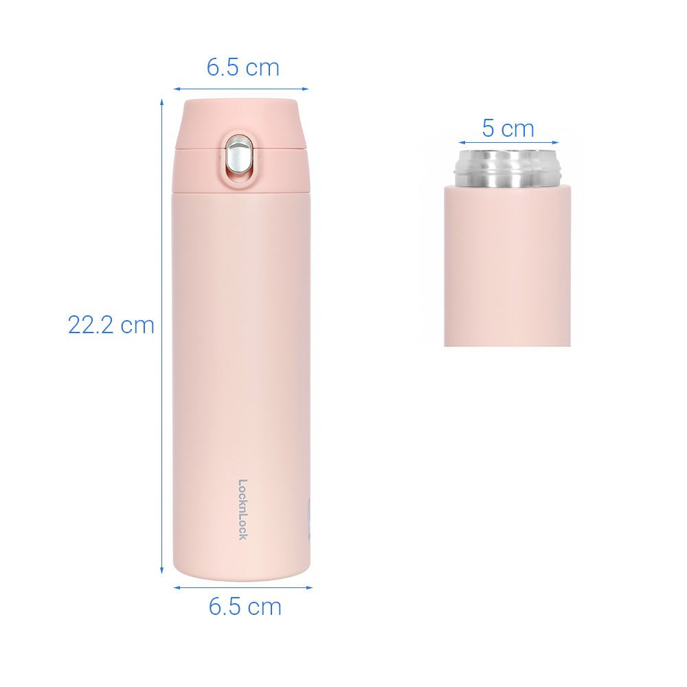 Bình giữ nhiệt inox 500 ml Featherlight One-touch Tumbler Lock&Lock LHC3257PIK Màu Hồng