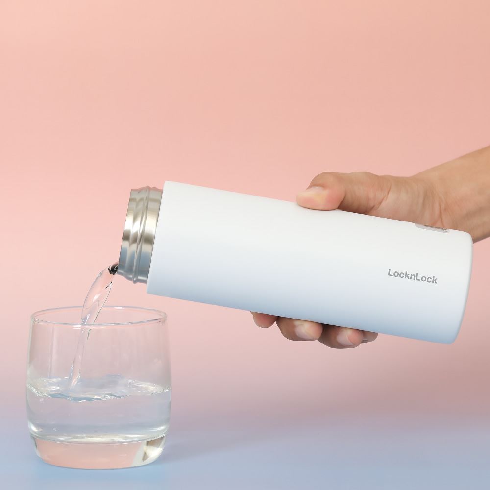Bình giữ nhiệt inox 500 ml Featherlight One-touch Tumbler Lock&Lock LHC3257WHT Màu Trắng