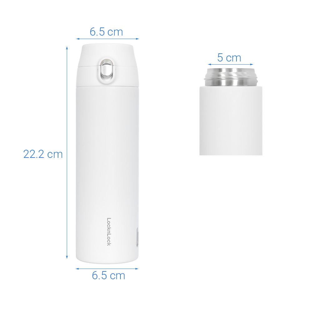 Bình giữ nhiệt inox 500 ml Featherlight One-touch Tumbler Lock&Lock LHC3257WHT Màu Trắng