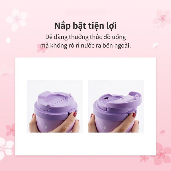 Bình giữ nhiệt inox 550 ml Energetic Tumbler Peach Blossom Lock&Lock LHC3249VOLPB Màu Tím