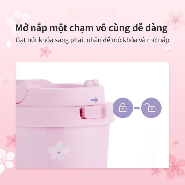 Bình giữ nhiệt inox 550 ml Energetic Tumbler Peach Blossom Lock&Lock LHC3249PIKPB Màu Hồng
