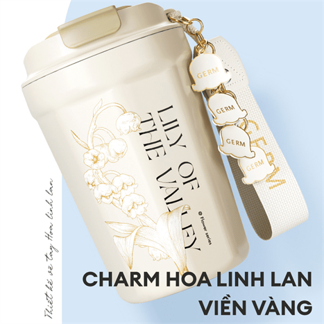 Ly giữ nhiệt inox 390 ml Hoa Huệ Thung Lũng GERM GE-23AW-K32 Màu Trắng - Kem