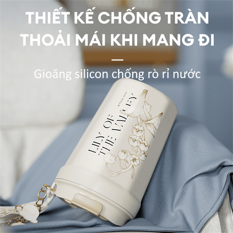 Ly giữ nhiệt inox 390 ml Hoa Huệ Thung Lũng GERM GE-23AW-K32 Màu Trắng - Kem
