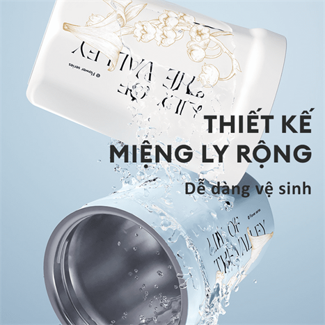 Ly giữ nhiệt inox 390 ml Hoa Huệ Thung Lũng GERM GE-23AW-K32 Màu Trắng - Kem