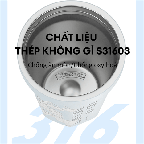 Ly giữ nhiệt inox 390 ml Hoa Huệ Thung Lũng GERM GE-23AW-K32 Màu Trắng - Kem