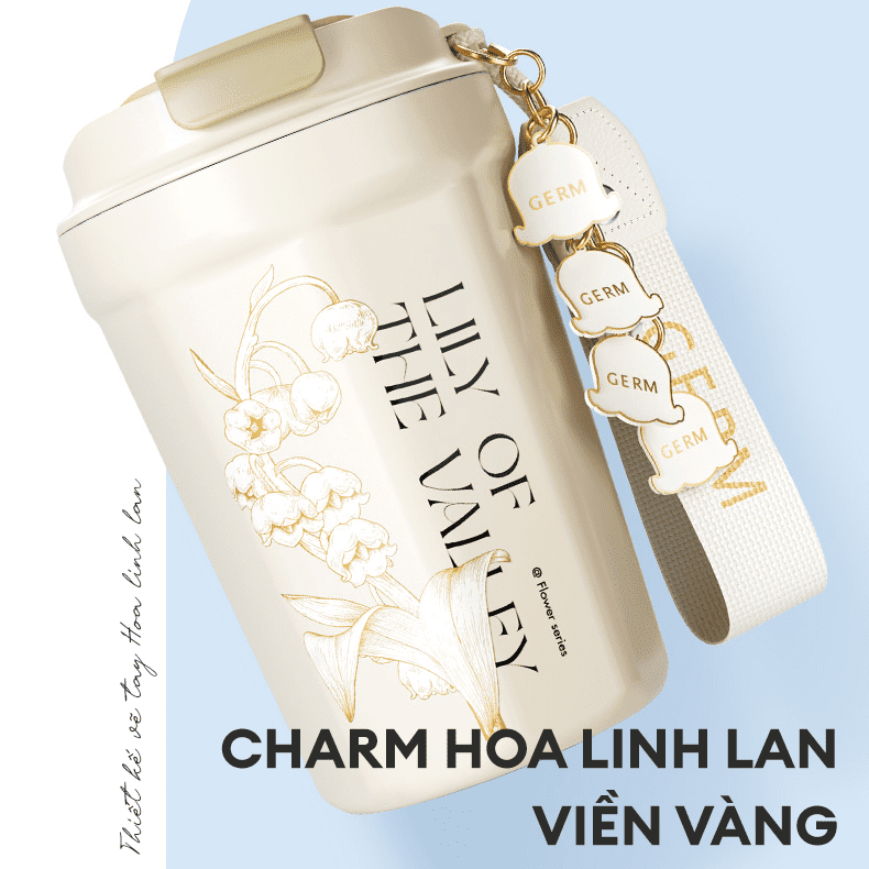 Ly giữ nhiệt inox 390 ml Hoa Huệ Thung Lũng GERM GE-23AW-K32 Màu Xanh Dương