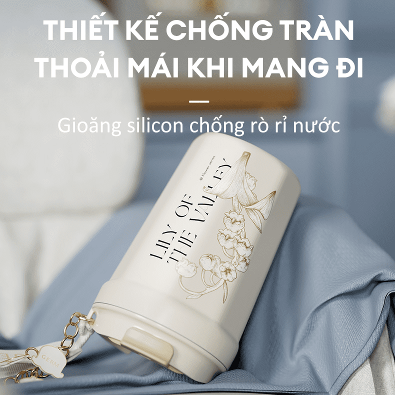 Ly giữ nhiệt inox 390 ml Hoa Huệ Thung Lũng GERM GE-23AW-K32 Màu Xanh Dương