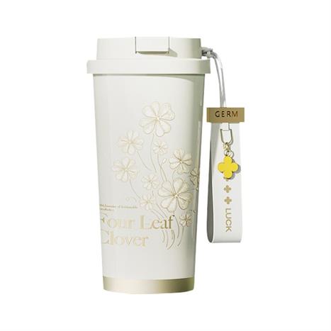 Ly giữ nhiệt inox 500 ml Cỏ Bốn Lá GERM GE-23AW-B76 Màu Trắng - Vàng