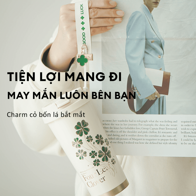 Ly giữ nhiệt inox 500 ml Cỏ Bốn Lá GERM GE-23AW-B76 Màu Xanh lá