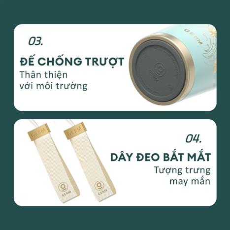 Ly giữ nhiệt inox 390 ml Cỏ Bốn Lá GERM GE-24SS-DB96 Màu Xanh lá