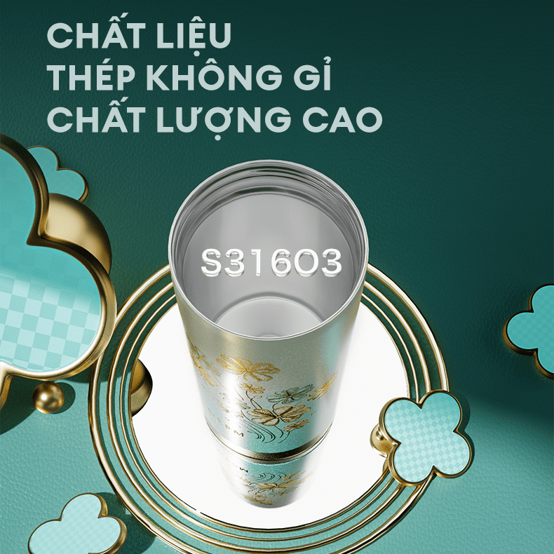 Ly giữ nhiệt inox 390 ml Cỏ Bốn Lá GERM GE-24SS-DB96 - 4