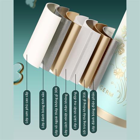 Ly giữ nhiệt inox 390 ml Cỏ Bốn Lá GERM GE-24SS-DB96 Màu Xanh lá