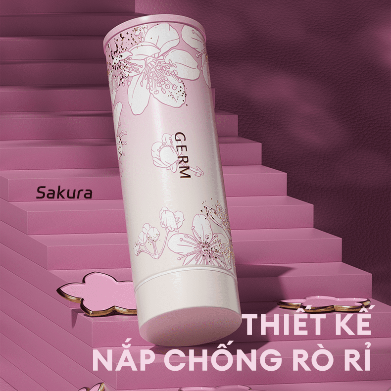 Bình giữ nhiệt inox 300 ml Hoa Anh Đào GERM GE-24SS-DB82 - 4