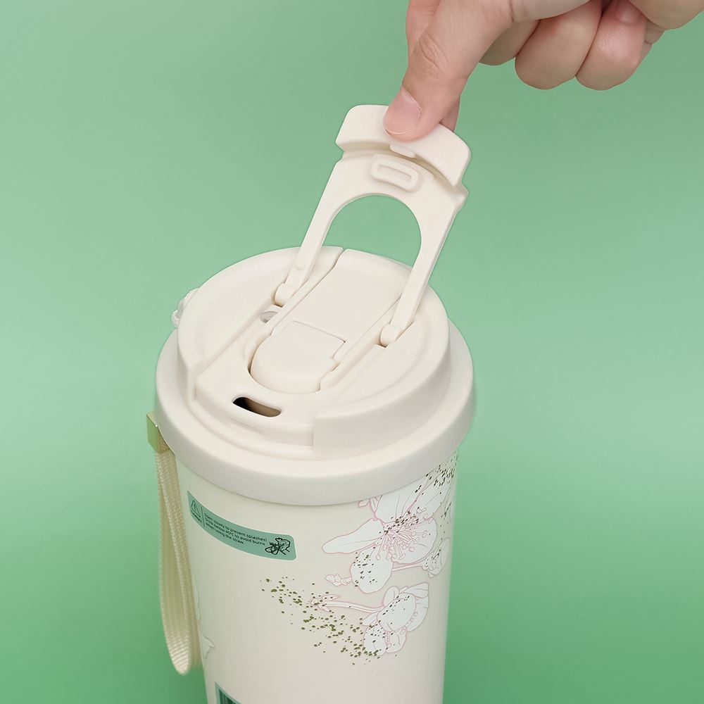 Ly giữ nhiệt inox 500ml Hoa Anh Đào GERM GE-24SS-DB77 Màu Trắng - Hồng