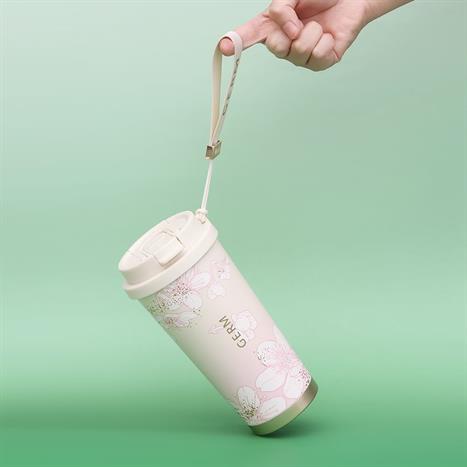 Ly giữ nhiệt inox 500ml Hoa Anh Đào GERM GE-24SS-DB77 Màu Trắng - Hồng