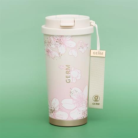 Ly giữ nhiệt inox 500ml Hoa Anh Đào GERM GE-24SS-DB77 Màu Trắng - Hồng