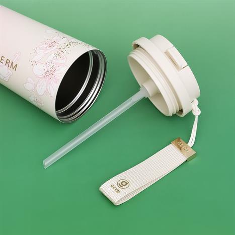 Ly giữ nhiệt inox 500ml Hoa Anh Đào GERM GE-24SS-DB77 Màu Trắng - Hồng