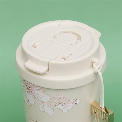 Ly giữ nhiệt inox 500ml Hoa Anh Đào GERM GE-24SS-DB77 Màu Trắng - Hồng