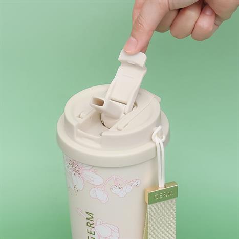 Ly giữ nhiệt inox 500ml Hoa Anh Đào GERM GE-24SS-DB77 Màu Trắng - Hồng