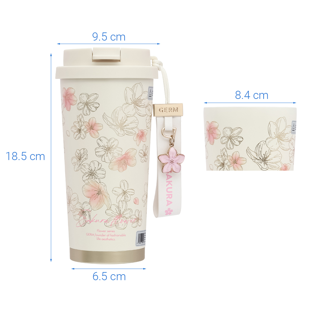 Ly giữ nhiệt inox 500 ml Hoa Anh Đào GERM GE-24AW-B85