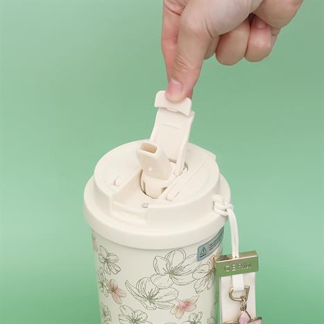 Ly giữ nhiệt inox 500 ml Hoa Anh Đào GERM GE-24AW-B85 Màu Hồng Kem