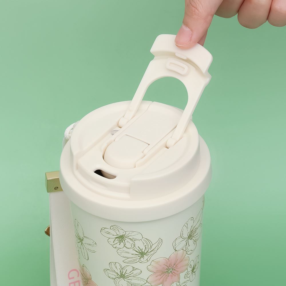 Ly giữ nhiệt inox 500 ml Hoa Anh Đào GERM GE-24AW-B85 Màu Hồng Kem