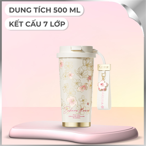 Ly giữ nhiệt inox 500 ml Hoa Anh Đào GERM GE-24AW-B85