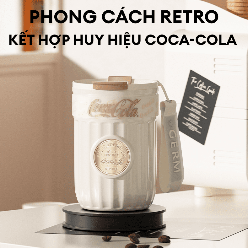 Ly giữ nhiệt inox 500 ml Huy Hiệu Coca Cola GERM GE-CK23AW-B66 Màu Trắng