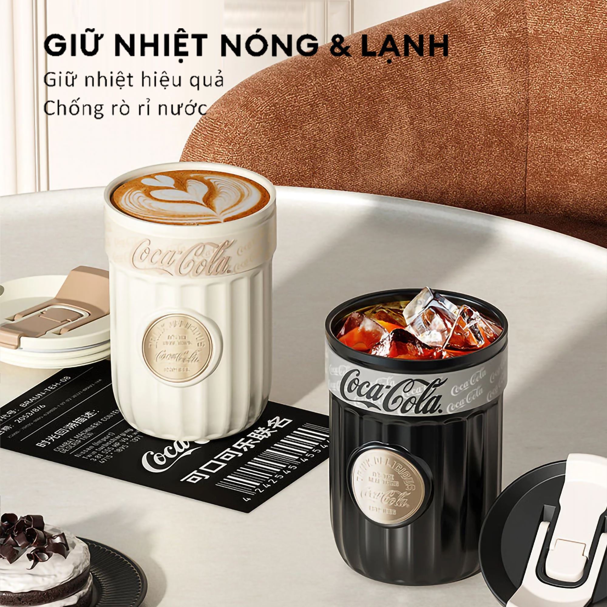 Ly giữ nhiệt inox 500 ml Huy Hiệu Coca Cola GERM GE-CK23AW-B66 Màu Trắng