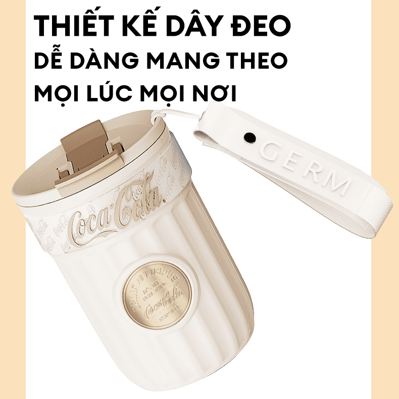 Ly giữ nhiệt inox 500 ml Huy Hiệu Coca Cola GERM GE-CK23AW-B66 Màu Trắng