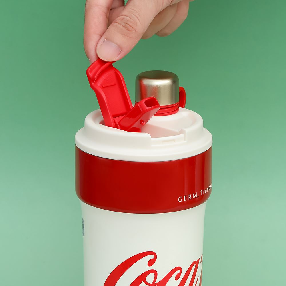 Ly giữ nhiệt inox 650 ml PPB Coca Cola GERM GE-CK24AW-B82 Màu Trắng - Đỏ