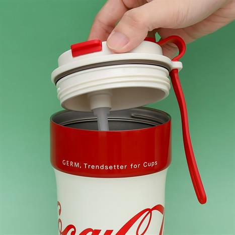 Ly giữ nhiệt inox 650 ml PPB Coca Cola GERM GE-CK24AW-B82 Màu Trắng - Đỏ