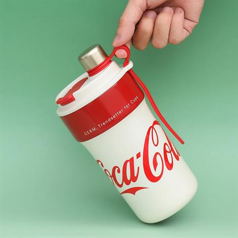 Ly giữ nhiệt inox 650 ml PPB Coca Cola GERM GE-CK24AW-B82 Màu Trắng - Đỏ