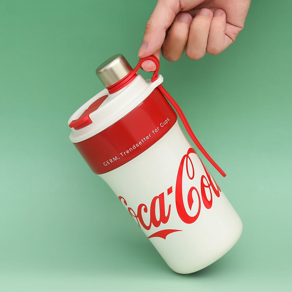 Ly giữ nhiệt inox 650 ml PPB Coca Cola GERM GE-CK24AW-B82 Màu Trắng - Đỏ
