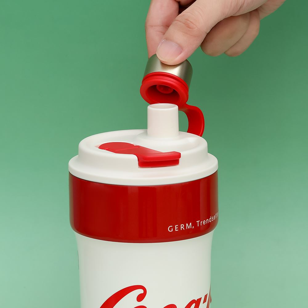 Ly giữ nhiệt inox 650 ml PPB Coca Cola GERM GE-CK24AW-B82 Màu Trắng - Đỏ