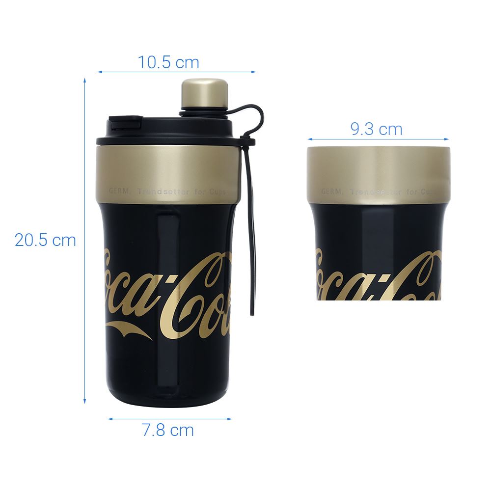 Ly giữ nhiệt inox 650 ml PPB Coca Cola GERM GE-CK24AW-B82 Màu Đen - Vàng